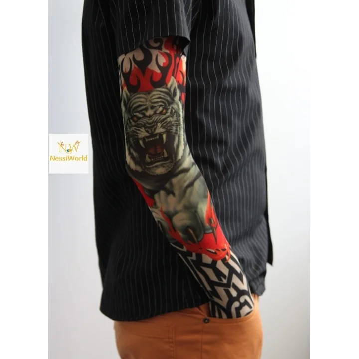 Mey İthalat® Giyilebilir Kol Dövmesi Çorap Dövme 3D Baskılı Kol Bacak Dövme 2 Adet Model 8