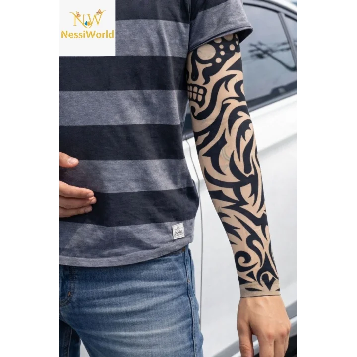 Mey İthalat® Giyilebilir Kol Dövmesi Çorap Dövme 3D Baskılı Kol Bacak Dövme 2 Adet Model 9