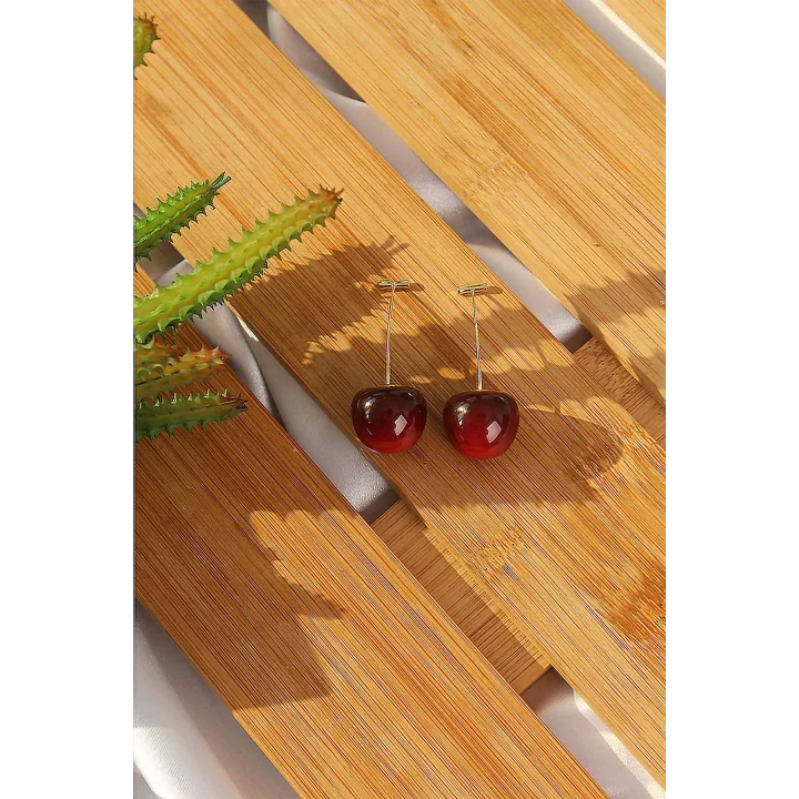 Mey İthalat® Gold Renk Kiraz Model Kadın Küpe