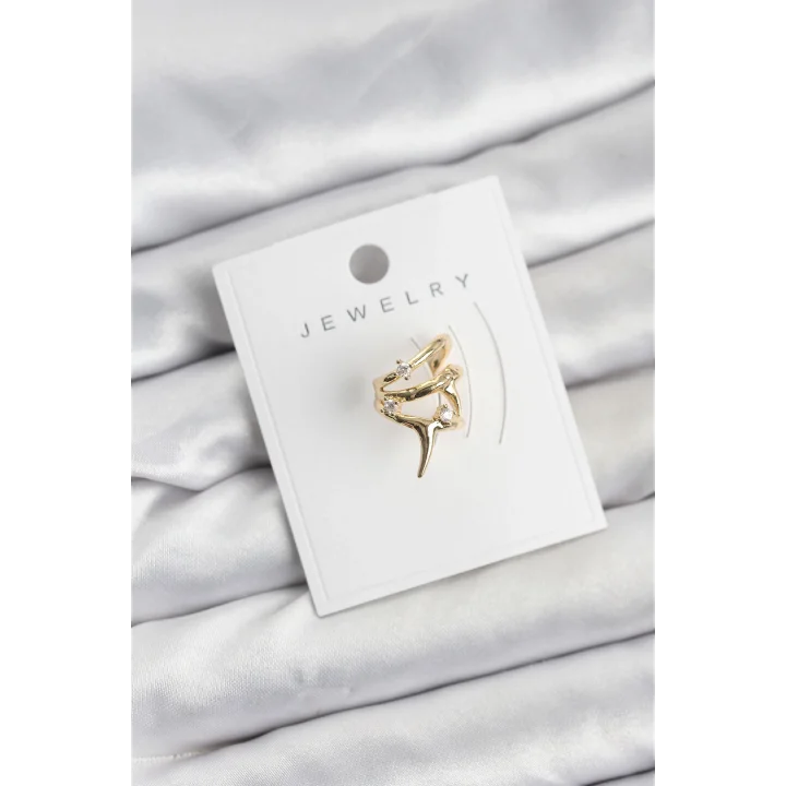 Mey İthalat® Gold Renk Pirinç Diken Model Kıkırdak Earcuff Küpe