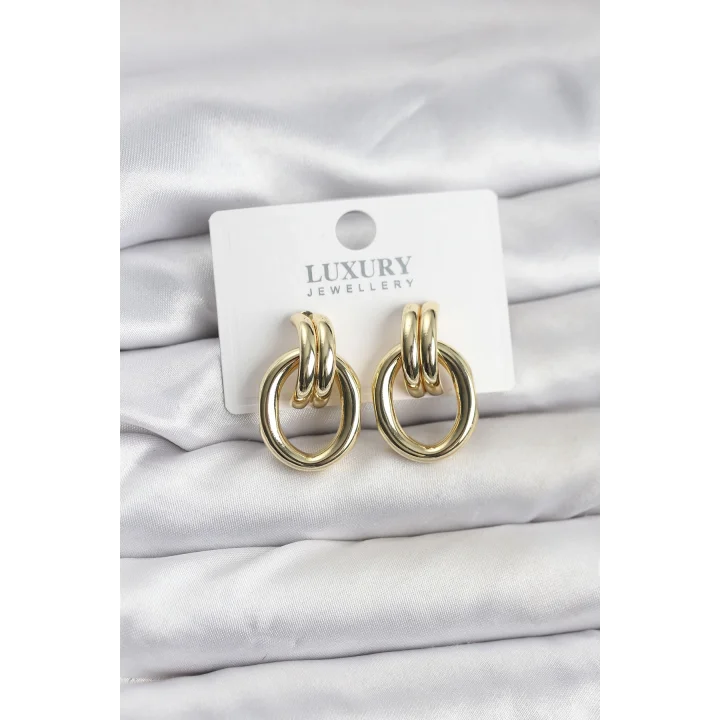 Mey İthalat® Gold Renk Pirinç Vintage Kadın Küpe