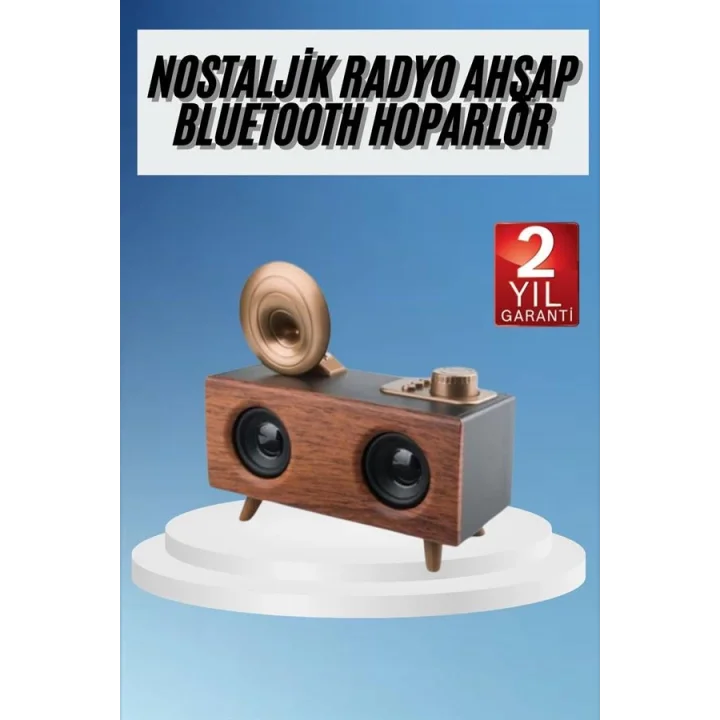 Mey İthalat® Gramafon Radyo Bluetooth Hoparlör Nostaljik Radyo FM Radyo