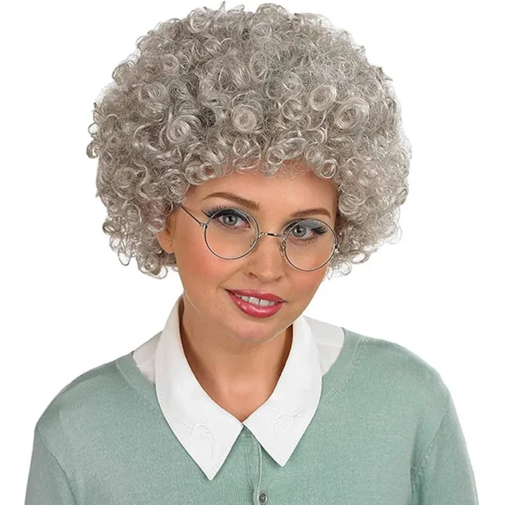 Mey İthalat® Gri Renk Kabarık Bonus Peruk Afro Takma Saç