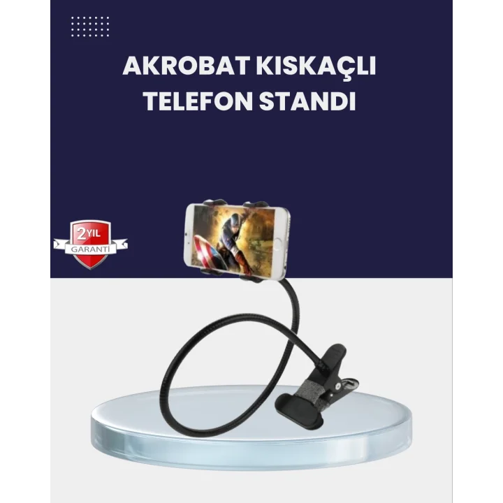 Mey İthalat® Güçlü Mandallı Akrobat Telefon Tutucu Masa Araç Uyumlu