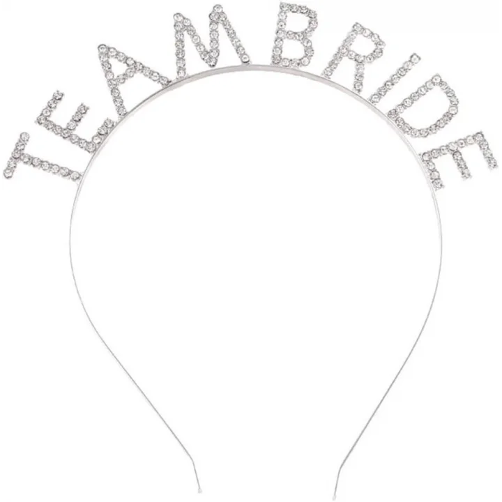 Mey İthalat® Gümüş Kaplama Kristal Taşlı Team Bride Taç 16x17 cm