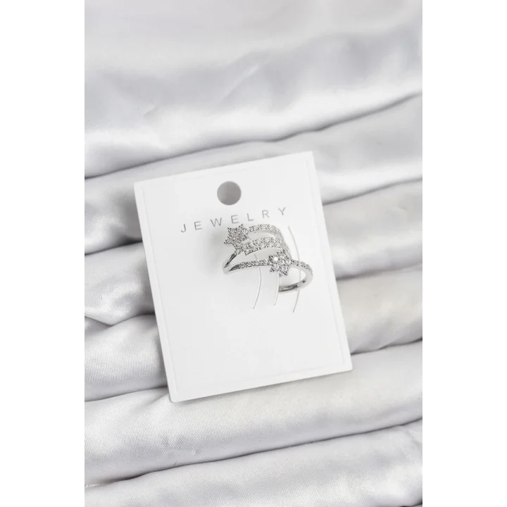 Mey İthalat® Gümüş Renk Zirkon Taşlı Yıldız Model Kıkırdak Earcuff Küpe