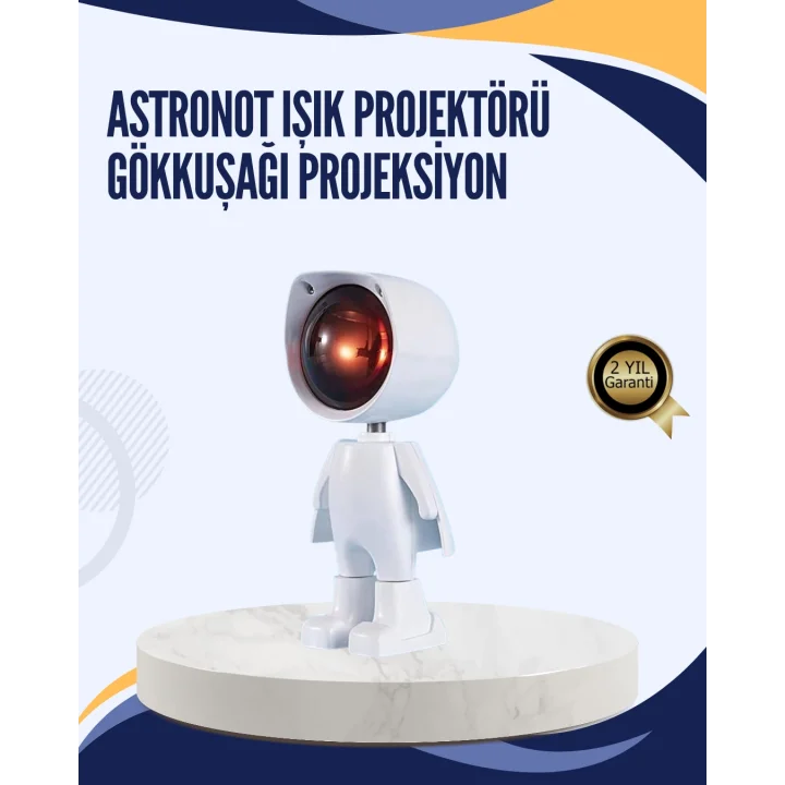 Mey İthalat® Gün Batımı Efekti Sunan Astronot LED Masa Lambası