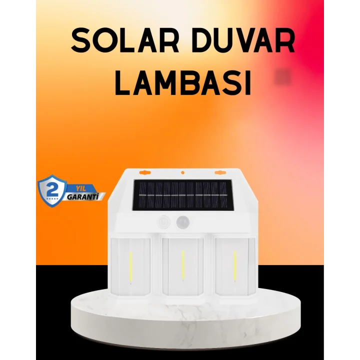 Mey İthalat® Güneş Enerjili 3 Modlu Duvar Apliği – Bahçe ve Garaj Aydınlatması