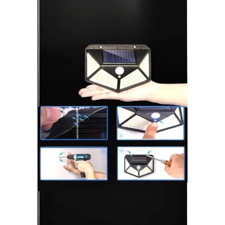 Mey İthalat® Güneş Enerjili Bahçe Aydınlatma Lambası Solar 100 Led Lamba