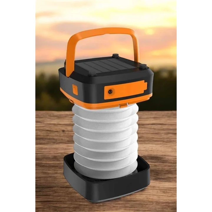 Mey İthalat® Güneş Enerjili Led Lamba Kamp Lambası Katlanabilir Lamba USB Şarjlı