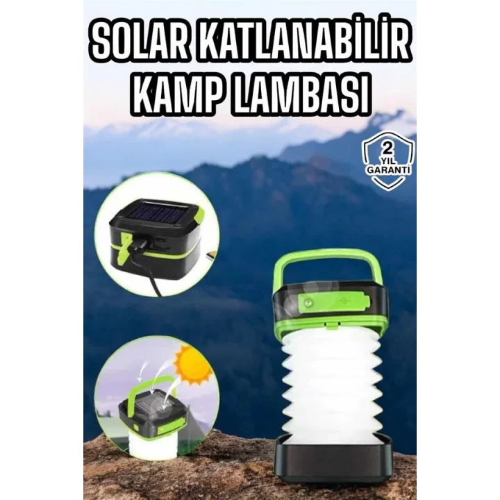 Mey İthalat® Güneş Enerjili Led Lamba Kamp Lambası Katlanabilir Lamba USB Şarjlı