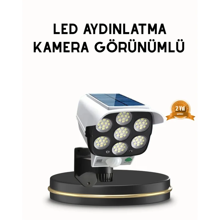 Mey İthalat® Güneş Paneliyle Şarj Olan Hareket Sensörlü Dış Mekan Güvenlik Lambası Ayarlanabilir