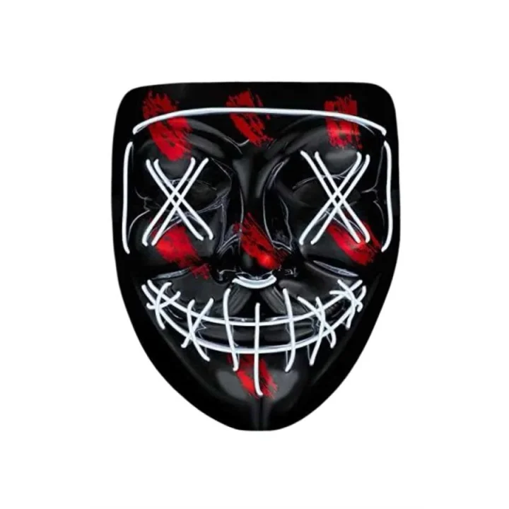 Mey İthalat® Hallowen Parti Maskesi Neon Led Işıklı Maske 3 Modlu Cadılar Bayramı Maskesi