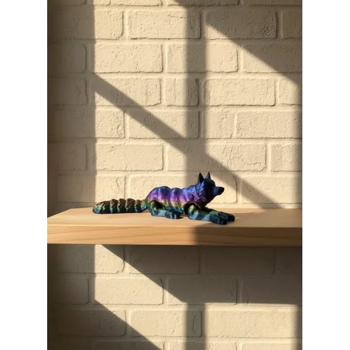 Mey İthalat® Hareketli Kurt Rainbow dekoratif esnek figür 10x24 cm