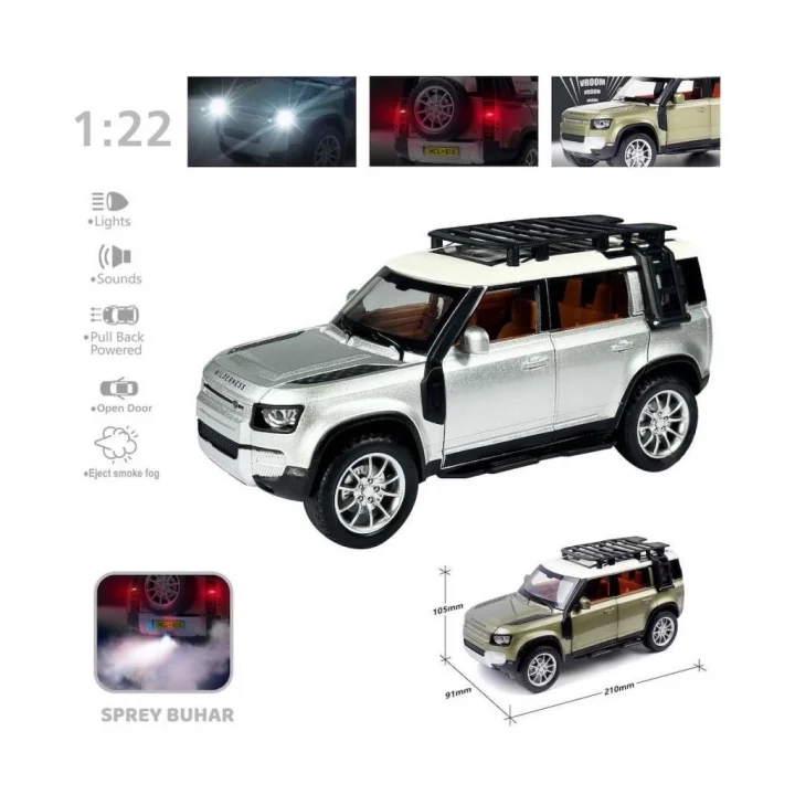 Mey İthalat® HCL-510A Çek Bırak 1:22 Sesli Ve Işıklı Buharlı DF Metal Jeep