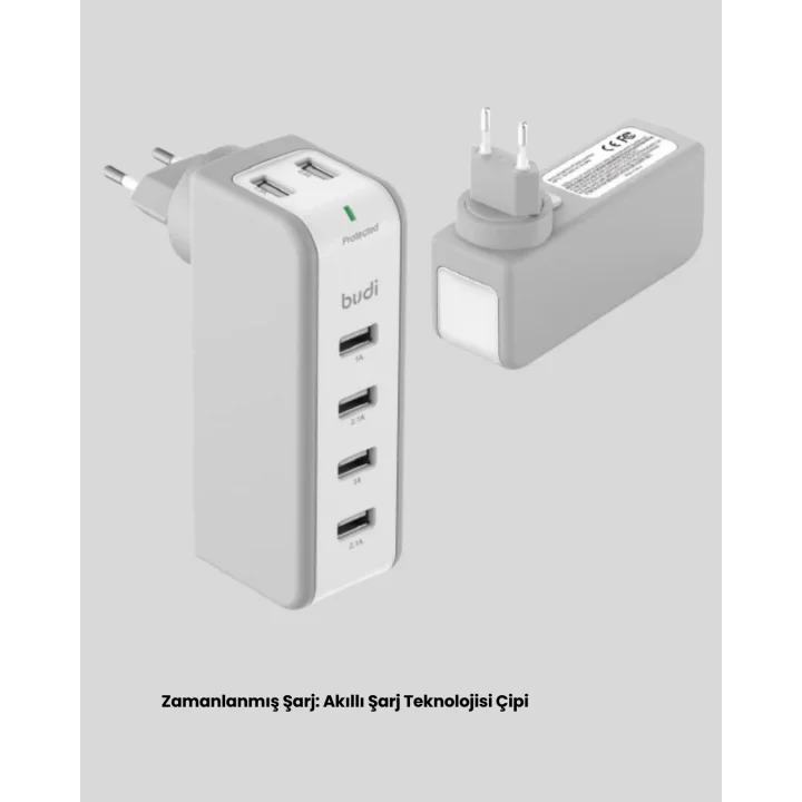 Mey İthalat® Hızlı Şarj Destekli Zaman Ayarlı USB Şarj Adaptörü