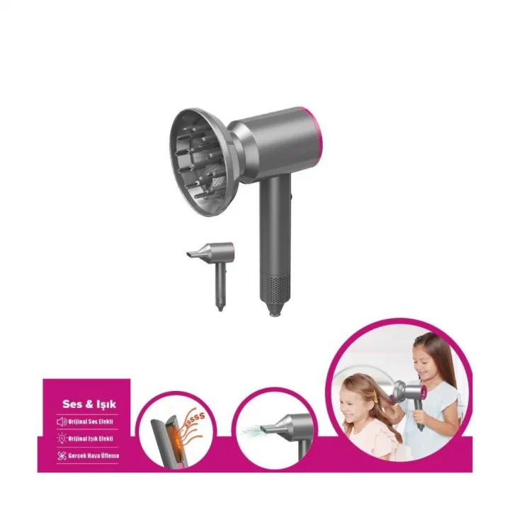 Mey İthalat® HUA-1019 Sesli ve Işıklı 2IN1 Lüks Saç Şekillendirici Set -Vardem Oyuncak