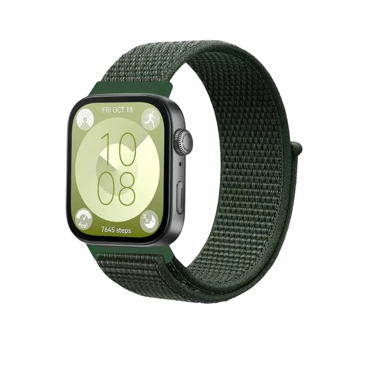 Mey İthalat®  Huawei Fit 4 Hasırlı Cırtcırtlı Kordon - Koyu Yeşil