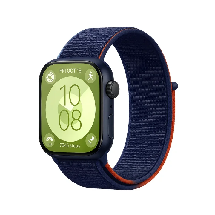 Mey İthalat®  Huawei Fit 4 Hasırlı Cırtcırtlı Kordon - Lacivert-Turuncu
