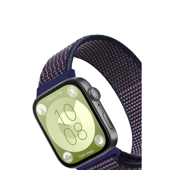 Mey İthalat®  Huawei Fit 4 Hasırlı Cırtcırtlı Kordon - Mavi-Beyaz