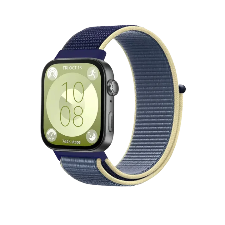 Mey İthalat®  Huawei Fit 4 Hasırlı Cırtcırtlı Kordon - Sarı-Lacivert