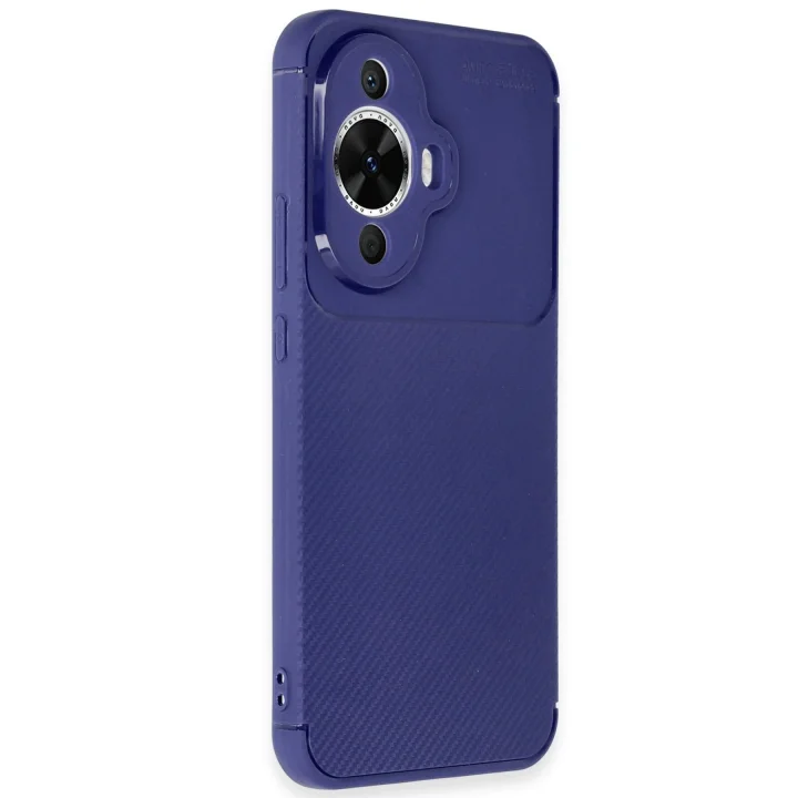 Mey İthalat®  Huawei Nova 12S Kılıf Auto Focus Karbon Kapak - Lacivert
