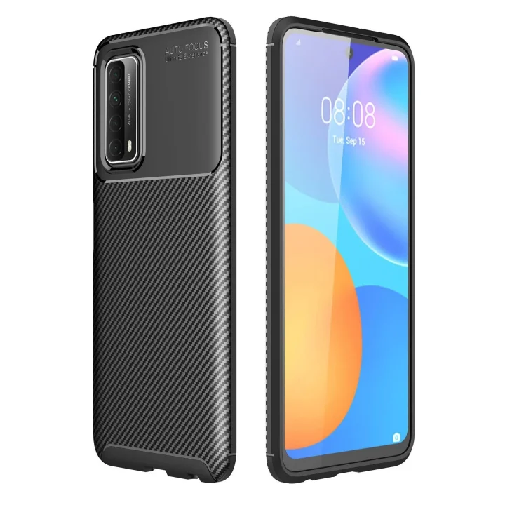 Mey İthalat®  Huawei P Smart 2021 Kılıf Auto Focus Karbon Kapak - Siyah