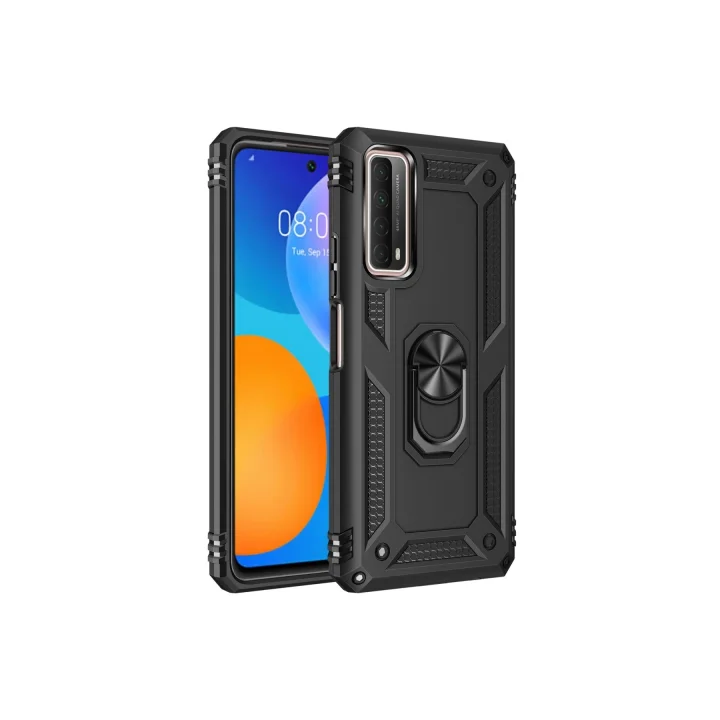 Mey İthalat®  Huawei P Smart 2021 Kılıf Sofya Yüzüklü Silikon Kapak - Siyah