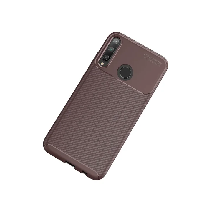 Mey İthalat®  Huawei P40 Lite E Kılıf Auto Focus Karbon Kapak - Kahverengi