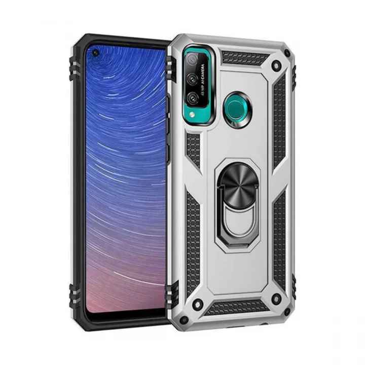 Mey İthalat®  Huawei P40 Lite E Kılıf Sofya Yüzüklü Silikon Kapak - Gümüş