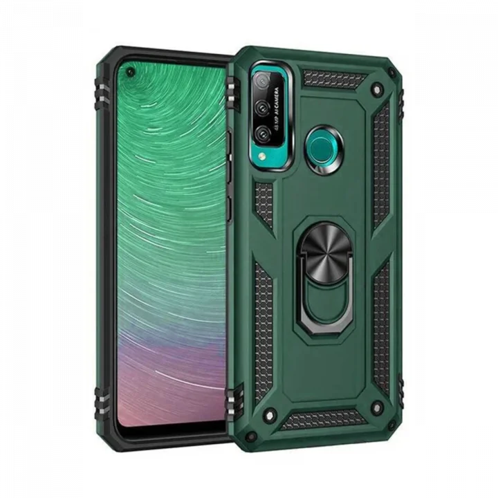 Mey İthalat®  Huawei P40 Lite E Kılıf Sofya Yüzüklü Silikon Kapak - Yeşil