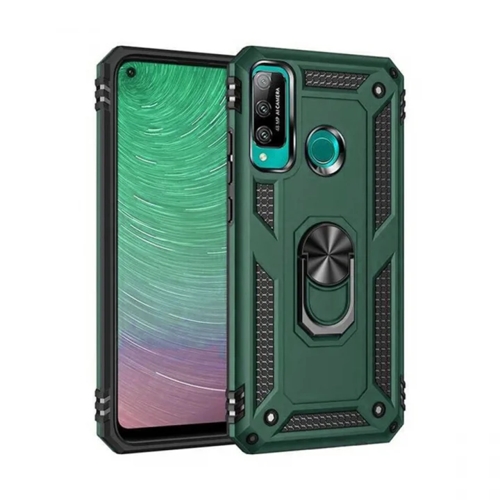 Mey İthalat®  Huawei P40 Lite E Kılıf Sofya Yüzüklü Silikon Kapak - Yeşil