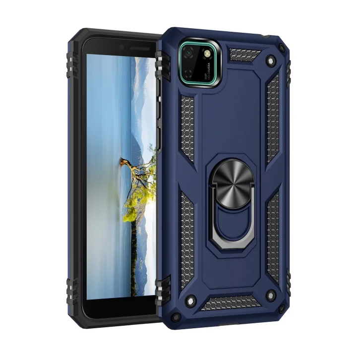 Mey İthalat®  Huawei Y5P Kılıf Sofya Yüzüklü Silikon Kapak - Lacivert