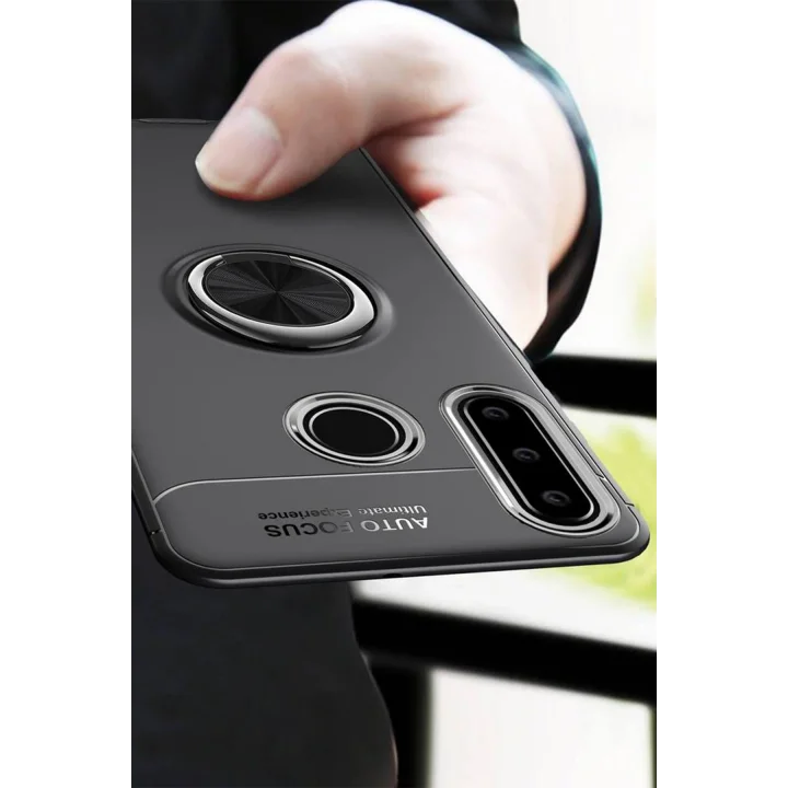 Mey İthalat®  Huawei Y6P Kılıf Range Yüzüklü Silikon - Siyah