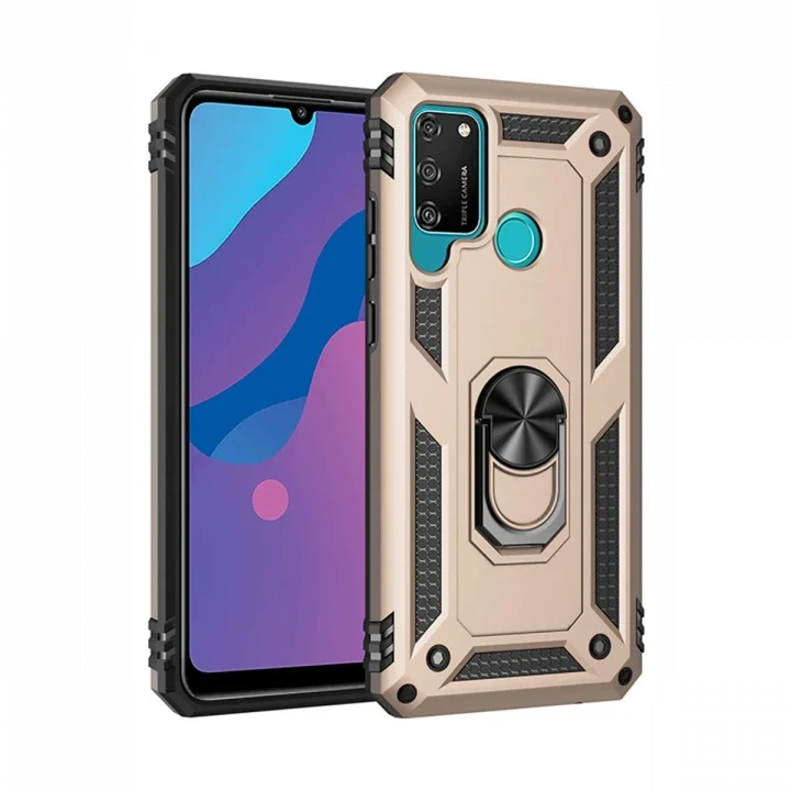 Mey İthalat®  Huawei Y6P Kılıf Sofya Yüzüklü Silikon Kapak - Gold