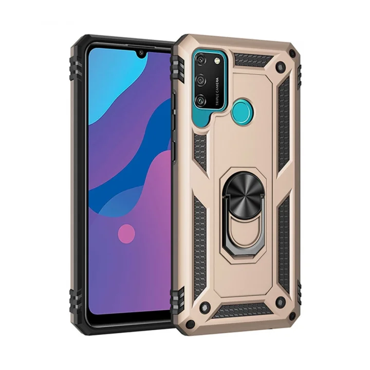 Mey İthalat®  Huawei Y6P Kılıf Sofya Yüzüklü Silikon Kapak - Gold