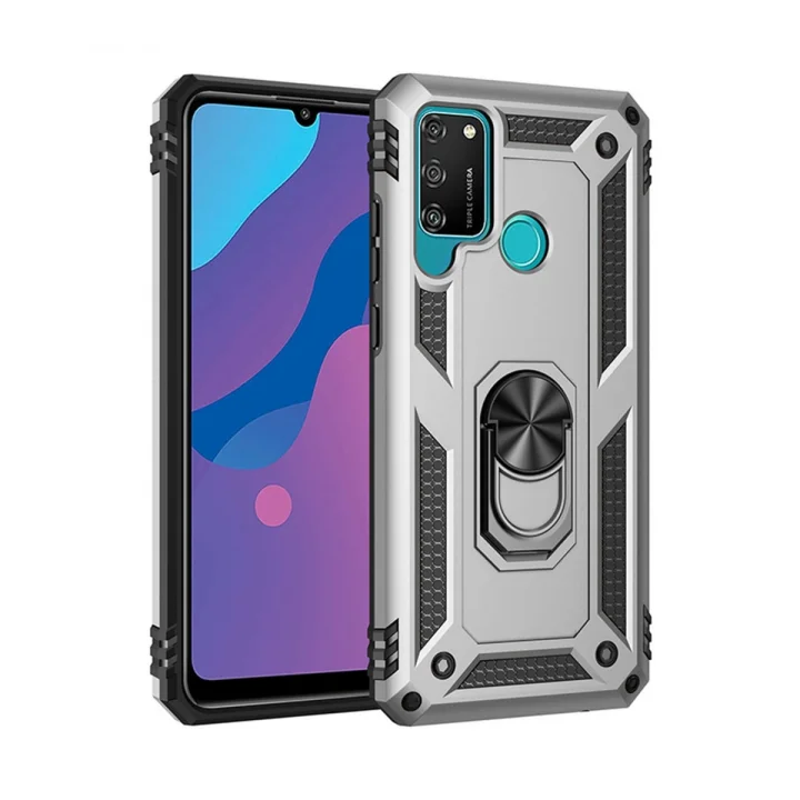 Mey İthalat®  Huawei Y6P Kılıf Sofya Yüzüklü Silikon Kapak - Gümüş