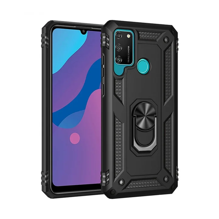 Mey İthalat®  Huawei Y6P Kılıf Sofya Yüzüklü Silikon Kapak - Siyah