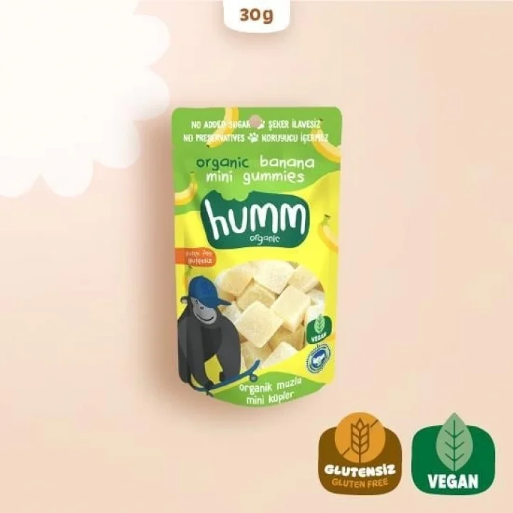 Mey İthalat® Humm Organik Muzlu Glutensiz Vegan Mini Küpler 30 Gr