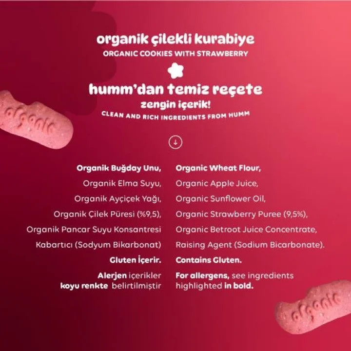 Mey İthalat® Organik Vegan Çilekli Kurabiye 55 Gr