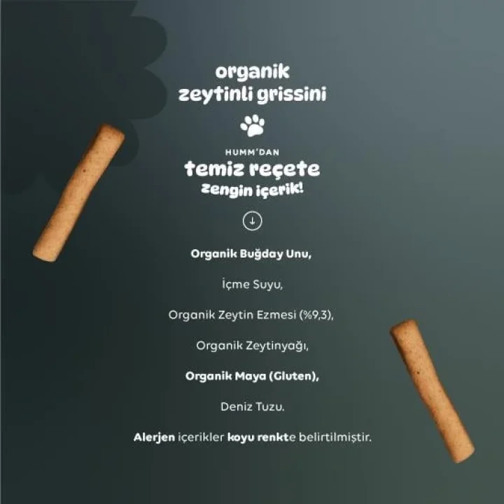 Mey İthalat® Humm Organik Vegan Zeytinli Grissini 55 Gr