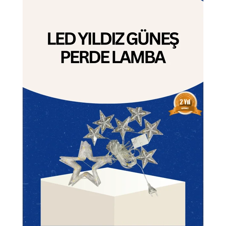Mey İthalat® İç Mekan Uyumlu Yıldız Peri Led Perde 3x3 Metre