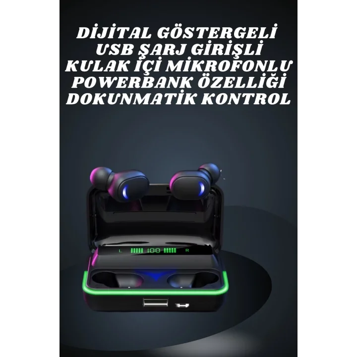 Mey İthalat® İkili Bluetooth Kulaklık Dijital Göstergeli Uzun Pil Ömrü Yüksek Ses Kaliteli
