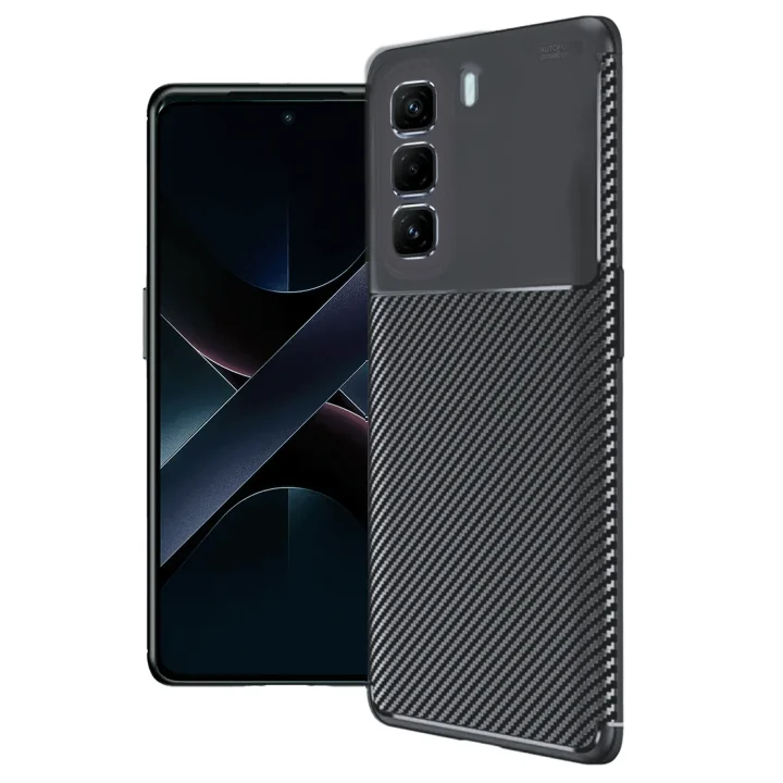 Mey İthalat®  İnfinix Hot 50 4G Kılıf Auto Focus Karbon Kapak - Siyah