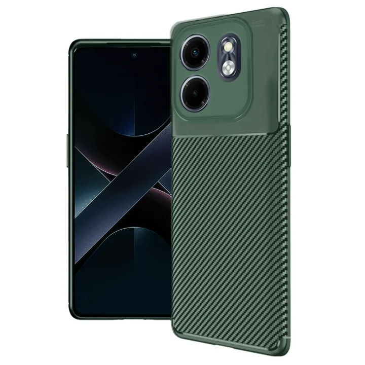 Mey İthalat®  İnfinix Smart 9 Kılıf Auto Focus Karbon Kapak - Koyu Yeşil