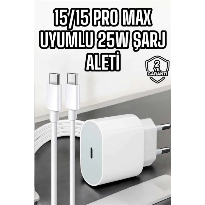 Mey İthalat® İOS Uyumlu Type-C Girişli Hızlı Şarj 15/15 Pro Max Adaptör ve Kablosu