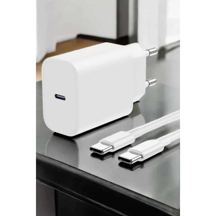 Mey İthalat® İOS Uyumlu Type-C Girişli Hızlı Şarj 15/15 Pro Max Adaptör ve Kablosu