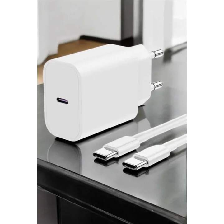 Mey İthalat® İOS Uyumlu Type-C Girişli Hızlı Şarj 15/15 Pro Max Adaptör ve Kablosu