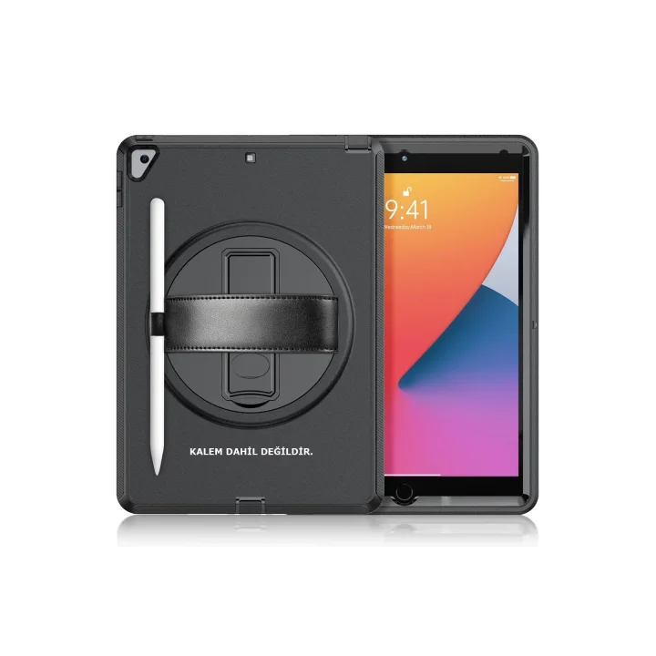 Mey İthalat®  iPad 10.2 (7.nesil) Kılıf Hand Strap Tablet Kılıfı - Siyah