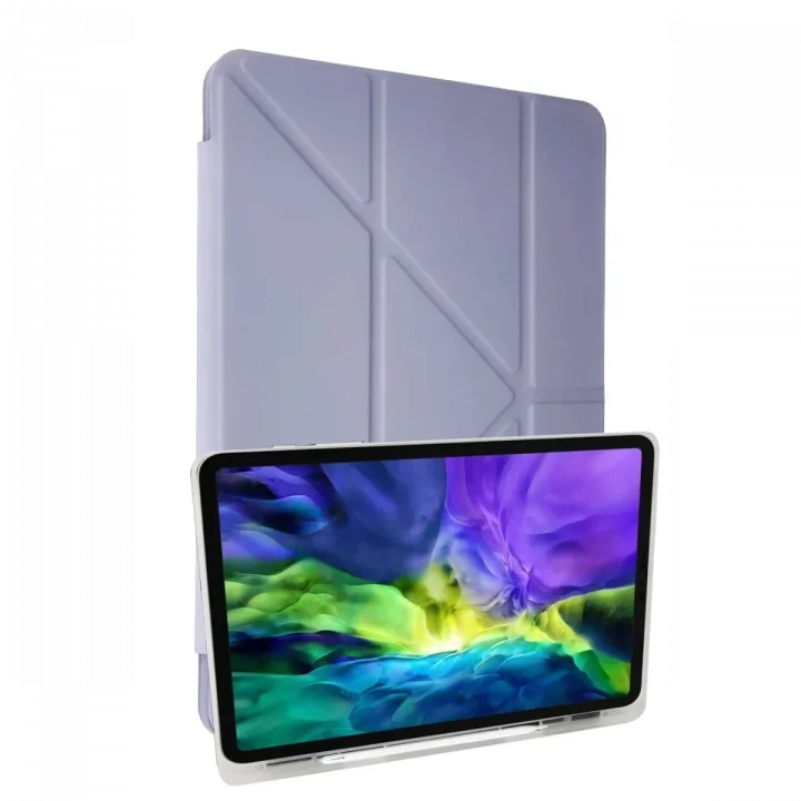 Mey İthalat®  iPad 10.2 (8.nesil) Kılıf Kalemlikli Mars Tablet Kılıfı - Lila